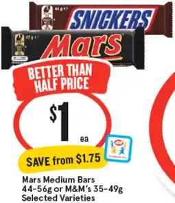 IGA Mars Medium Bars or M&M's offer