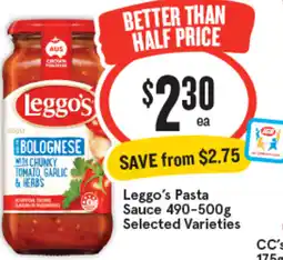 IGA Leggo's Pasta Sauce offer