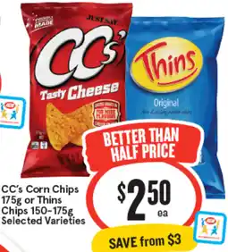 IGA CC's Corn Chips or Thins Chips offer