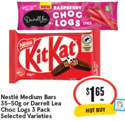 IGA Nestlé Medium Bars or Darrell Lea Choc Logs offer
