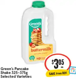 IGA Green's Pancake Shake offer