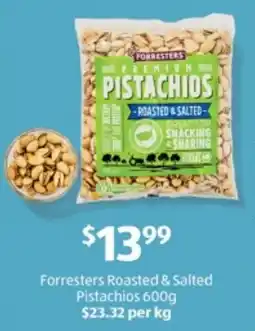 ALDI Forresters roasted & salted pistachios offer