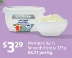 ALDI Westacre Dairy Smooth Ricotta offer