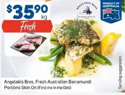 Foodland Angelakis bros. fresh australian barramundi portions skin on (find me in the deli) offer