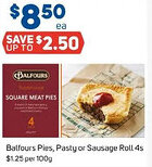 Foodland Balfours Pies, Pasty or Sausage Roll 4s offer