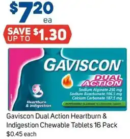 Foodland Gaviscon Dual Action Heartburn & Indigestion Chewable Tablets offer