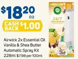 Foodland Airwick 2x Essential Oil Vanilla & Shea Butter Automatic Spray Kit offer