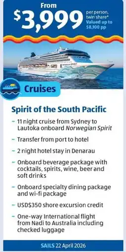 ALDI Spirit of the South Pacific offer