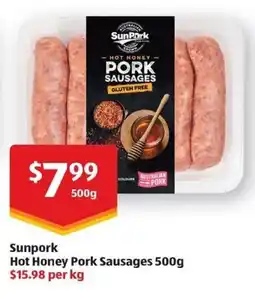 ALDI SunPork Hot Honey Pork Sausages offer