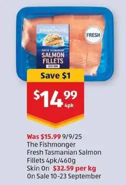 ALDI The Fishmonger Fresh Tasmanian Salmon Fillets offer