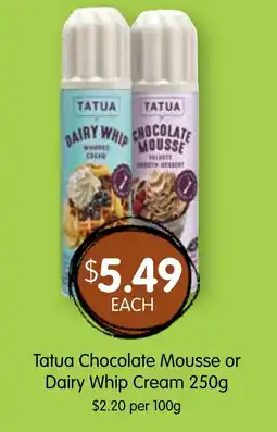 Spudshed Tatua Chocolate Mousse or Dairy Whip Cream offer