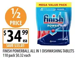 Supabarn FINISH POWERBALL ALL IN 1 DISHWASHING TABLETS offer
