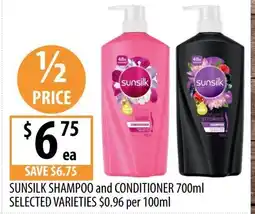 Supabarn SUNSILK SHAMPOO and CONDITIONER offer