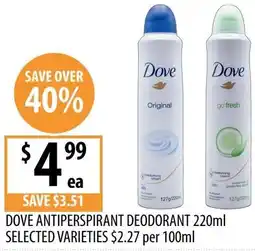 Supabarn DOVE ANTIPERSPIRANT DEODORANT offer