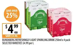Supabarn BUNDABERG REFRESHINGLY LIGHT SPARKLING DRINK offer