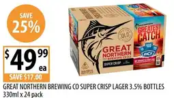 Supabarn GREAT NORTHERN BREWING CO SUPER CRISP LAGER 3.5% BOTTLES offer