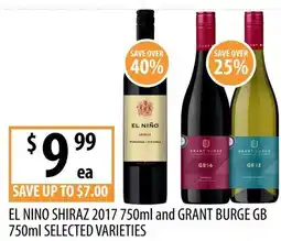 Supabarn EL NINO SHIRAZ 2017 and GRANT BURGE GB offer
