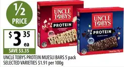 Supabarn UNCLE TOBYS PROTEIN MUESLI BARS offer