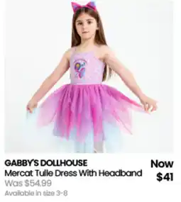 Myer GABBY'S DOLLHOUSE Mercat Tulle Dress With Headband offer