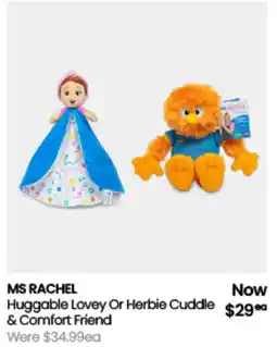 Myer MS RACHEL Huggable Lovey Or Herbie Cuddle & Comfort Friend offer