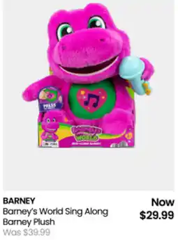 Myer Barney's World Sing Along Barney Plush offer