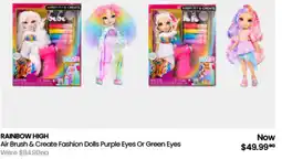 Myer RAINBOW HIGH Air Brush & Create Fashion Dolls Purple Eyes Or offer
