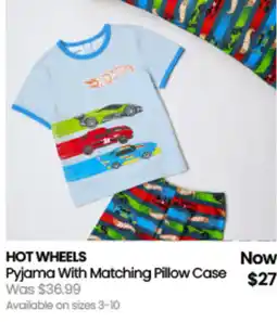 Myer Hot wheels Pyjama With Matching Pillow Case offer