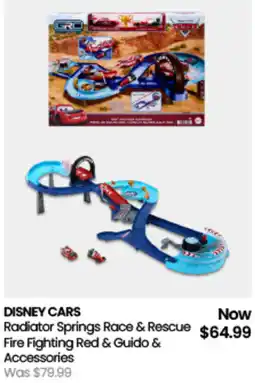 Myer DISNEY CARS Radiator Springs Race & Rescue Fire Fighting Red & Guido & Accessories offer