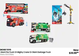 Myer Dickie toys Giant Fire Truck Or Mighty Crane Or Giant Garbage Truck offer