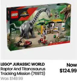 Myer Lego jurassic world raptor and titanosaurus tracking mission offer