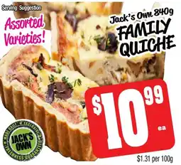Farmer Jack's Family quiche offer