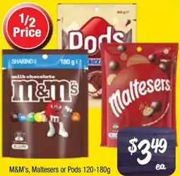 Farmer Jack's M&m's, maltesers or pods offer