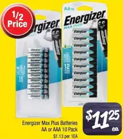 Farmer Jack's Energizer max plus batteries aa or aaa offer