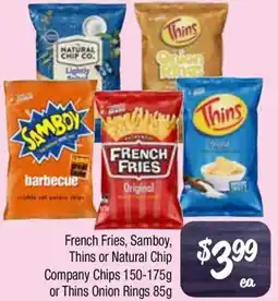 Farmer Jack's French fries, samboy, thins or natural chip company chipsor thins onion rings offer