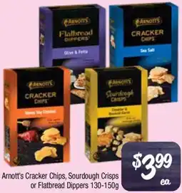 Farmer Jack's Arnott's cracker chips, sourdough crisps or flatbread dippers offer