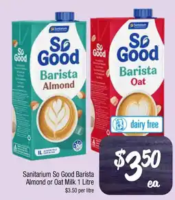 Farmer Jack's Sanitarium So Good Barista Almond or Oat Milk offer