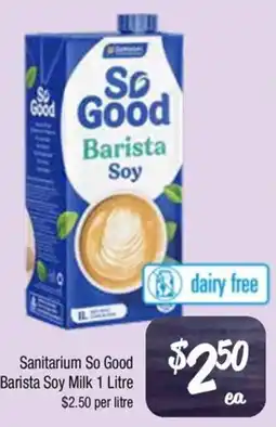 Farmer Jack's Sanitarium So Good Barista Soy Milk offer