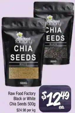 Farmer Jack's Raw Food Factory Black or White Chia Seeds offer