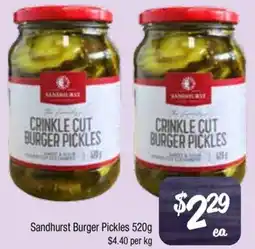 Farmer Jack's Sandhurst burger pickles offer