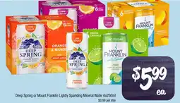Farmer Jack's Deep spring or mount franklin lightly sparkling mineral water offer