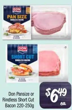 Farmer Jack's Don pansize or rindless short cut bacon offer