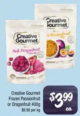 Farmer Jack's Creative gourmet frozen passionfruit or dragonfruit offer