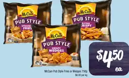 Farmer Jack's Mccain pub style fries or wedges offer