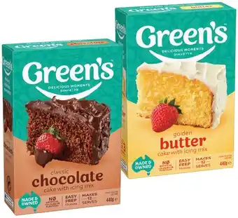 IGA Green’s Baking Mix 380‑470g Selected Varieties offer