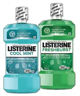 IGA Listerine Fresher & Cleaner or Zero Alcohol Mouthwash 500mL Selected Varieties offer
