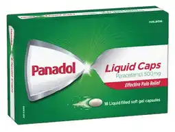 IGA Panadol Paracetamol 500mg Liquid Caps 16 Pack offer