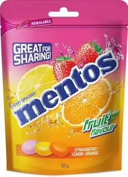 IGA Mentos Fruit Flavour Share Bag 150g Selected Varieties offer