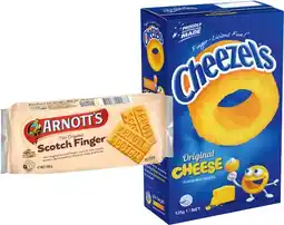 IGA Arnotts Scotch Finger Biscuits 250g or Cheezels 125g Selected Varieties offer