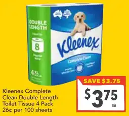 Supa Valu Kleenex Complete Clean Double Length Toilet Tissue offer