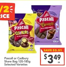 Supa Valu Pascall or Cadbury Share Bag Selected Varieties offer